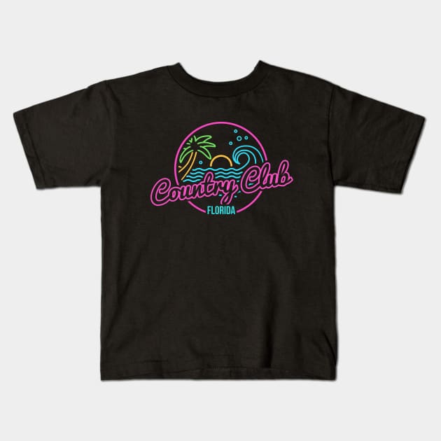 Neon Beach Country Club Florida Kids T-Shirt by walaodesigns